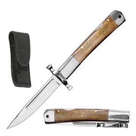 Lock Back Folding Pocket Knife with Hand Guard Maple Wood Handle