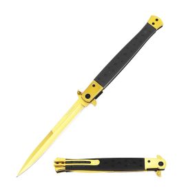 Extra Large Gold Spring Assisted Open STILETTO Knife