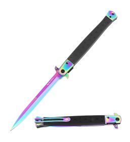 Extra Large Rainbow Spring Assisted Open STILETTO Knife