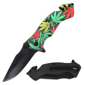 Marijuana Leaf Tactical Spring Assist Knife