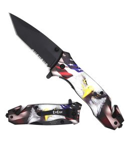 American Eagle Spring Assisted Serrated Tanto Blade Folding Knife