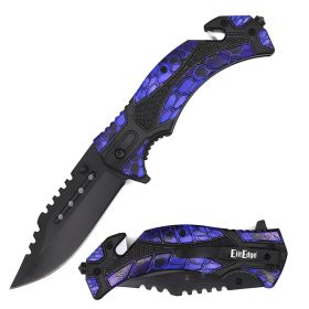 9" Blue Assisted Opening Rescue Tactical Pocket Folding Knife