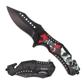 The Screaming Skull Spring Assisted Open Rescue Folding Pocket Knife