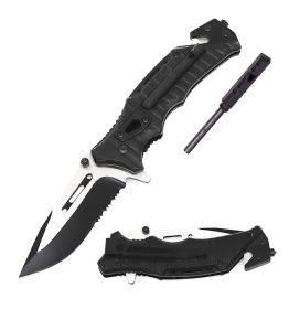 Spring Assisted Knife with Firestarter and Whistle