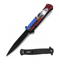 9" American Eagle Stiletto Style Spring Assist Opening Pocket Knife