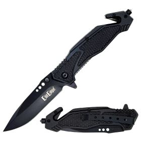 ElitEdge Black Tactical Rescue Folder Spring Assist Knife