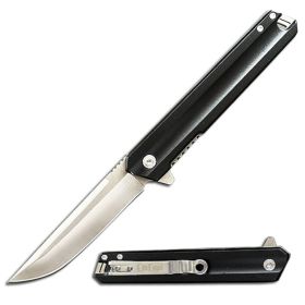 Black Aluminum Handle Spring Assist Open Folding Pocket Knife Everyday Carry