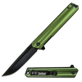 Green Aluminum Handle Spring Assist Open Folding Pocket Knife Everyday Carry