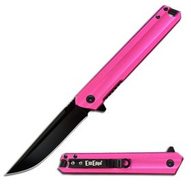 Pink Aluminum Handle Spring Assist Open Folding Pocket Knife Everyday Carry