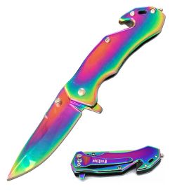 Rainbow EDC Spring Assisted Folding Pocket Knife