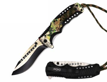 Camo Spring Assisted Pocket Knife - Tactical Paracord