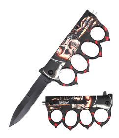 WWI Trench Spring Assist Knife - Knuckle Head Skull