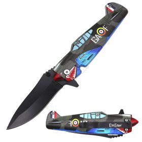 Spring Assist Knife Kittyhawk WWII Fighter Plane - Gray
