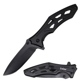 4.75" Closed Spring Assisted Black Stainless Steel Pocket Knife
