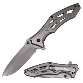 4.75" Closed Spring Assisted Grey Stainless Steel Pocket Knife
