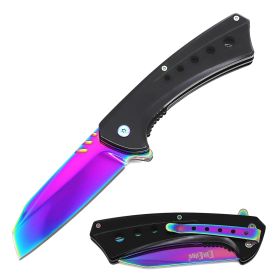 Tactical Spring Assisted Rainbow Cleaver Razor Knife