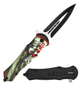 Skull Queens Dagger Style Spring Assisted Open Knife