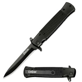 8.5" Classic Italian Style Stiletto Black Folding Spring Assisted Open Pocket Knife