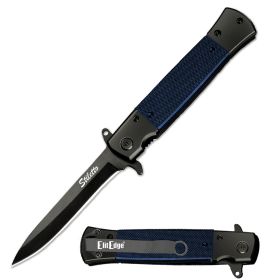 Italian Style Stiletto Blue Spring Assisted Open Knife
