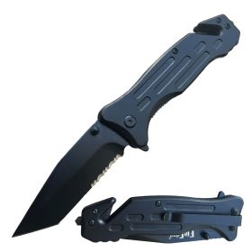 Heavy Duty Survival Black Tanto Blade Spring Assisted Pocket Knife