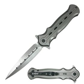 Ball Bearing Grey Titanium Coated Dagger Blade Pocket Knife