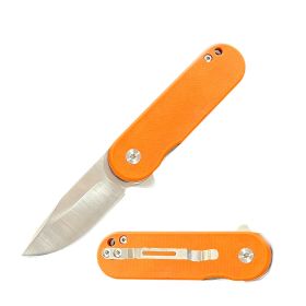 Orange G10 Handle Ball Bearing Titanium Coated Blade Pocket Knife