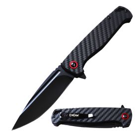 8.5" Ball Bearing 8CR13 Drop Point Blade Carbon Fiber Handle Pocket Knife
