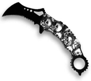 Skull  Spring Assist Karambit Folder Knife