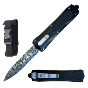 9" Torpedo Black Damascus Etch