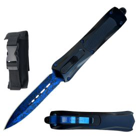 9" Torpedo  Blue Damascus Etch