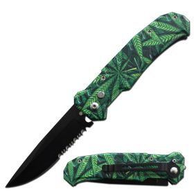 4.5" Closed Ballistic Switch Blade Knife - Marijuana
