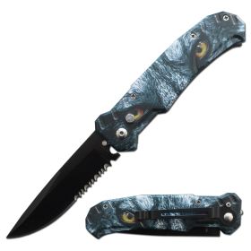 4.5" Closed Ballistic Switch Blade Knife - Wolf