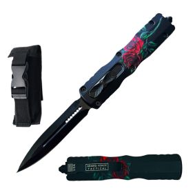 7" Black Rose Death Stalker Automatic Dual Action Out The Front Knife