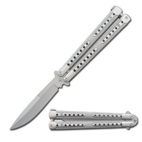Swift Silver Balisong Two-Tone Titanium Coated Butterfly Knife