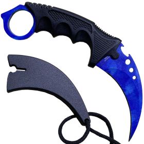 7.6" Blue Sapphire Combat  Neck Knife w Sheath