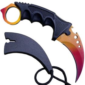 7.6" Yellow Blood Combat Neck Knife w Sheath