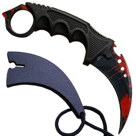 7.6" Red Blooded Combat  Neck Knife w Sheath