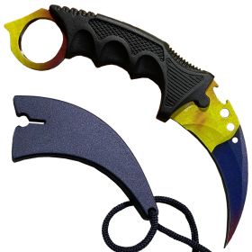 7.6" Marble Fade Combat  Neck Knife w Sheath