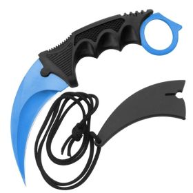 7.6" Blue Military Combat Neck Knife w Sheath