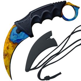 7.6" Case Hardened Combat Neck Knife w Sheath