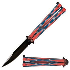 Stainless Steel Butterfly Knife - Confederate Flag