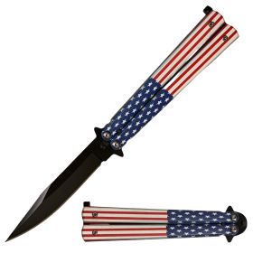 Stainless Steel Butterfly Knife - American Flag