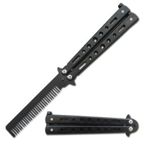 Black Metal Butterfly Trainer Comb Brush