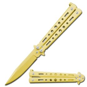 5" Heavy Duty Night Butterfly Knife Gold