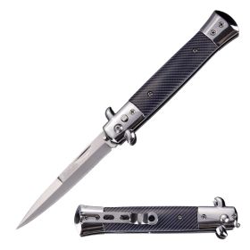 5" Closed Classic Stiletto Switch Blade Knife - Carbon Fiber