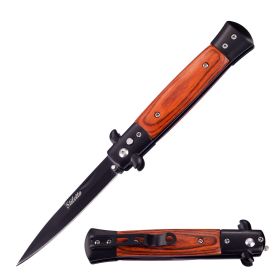 5" Closed Classic Stiletto Switch Blade Knife - Pakkawood Handle
