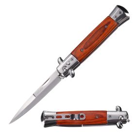 5" Closed Classic Stiletto SwitchBlade Knife - Pakkawood Handle