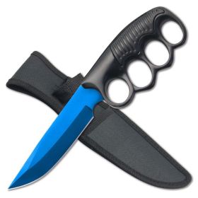 9.5" Military Tactical Trench Knife Combat Fixed Blade Blue Knife