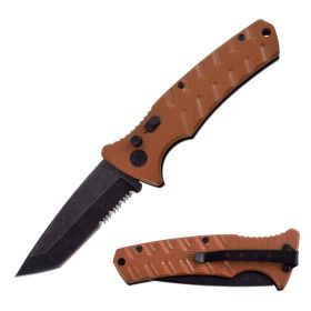 4.75" Closed Switch Blade Knife Brown G10 Handle