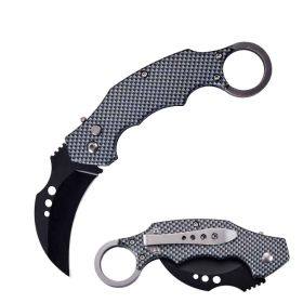5" Closed Switch Blade With Finger Ring - Carbon Fiber